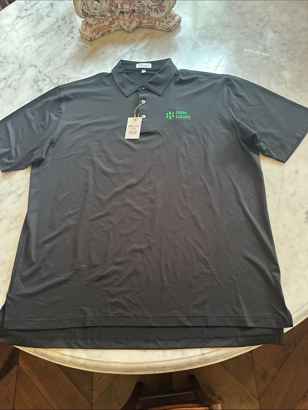 Peter Millar, Summer Comfort Polo. NWT. "Hayes Locums" Logo. XXL